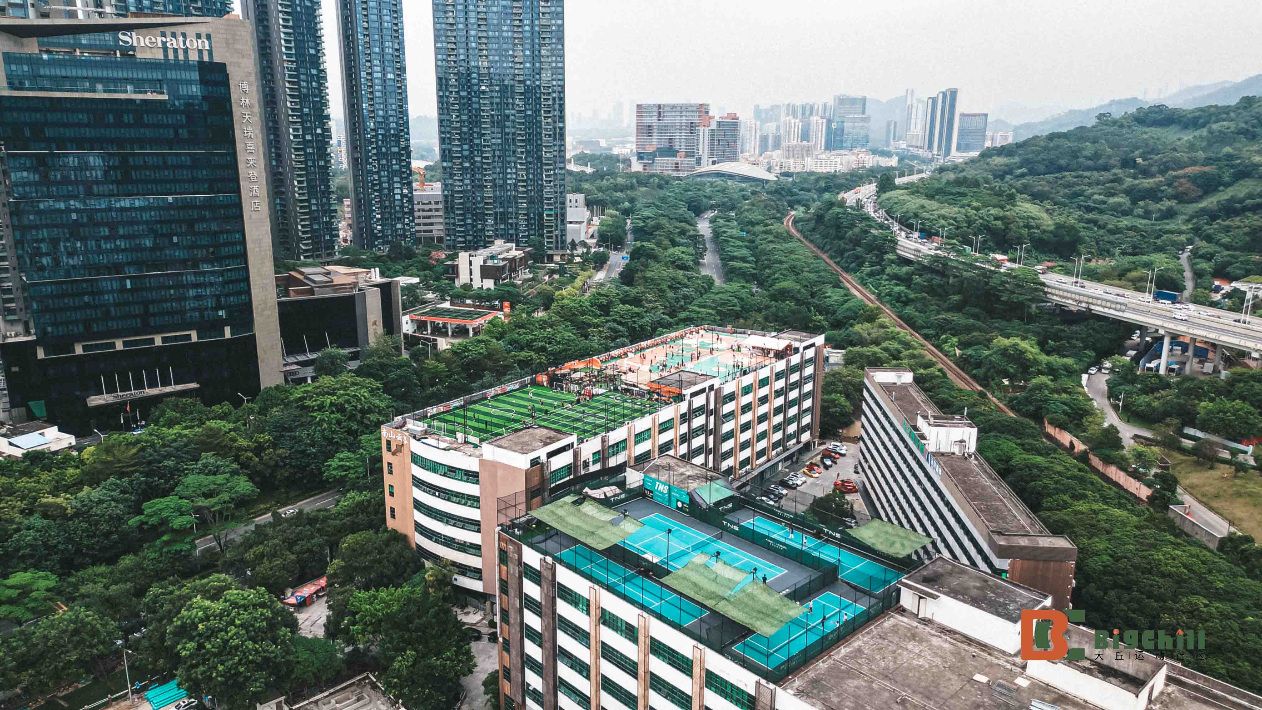 南風樓大丘運動社區，籃球場，足球場，飛盤，露營基地，網球場